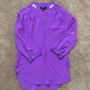 Beautiful sheer purple polyester blouse